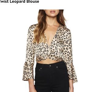Leopard print crop blouse